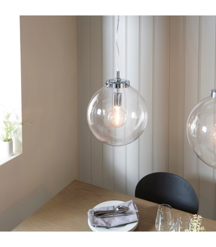 Harbour 1 Light Pendant Globe Chrome-2