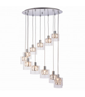 Verina 12 Light Spiral Cluster Pendant Chrome