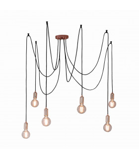 Studio 6 Light Cluster Pendant Copper Plate