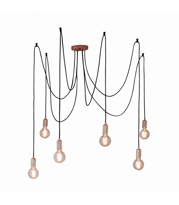 Studio 6 Light Cluster Pendant Copper Plate