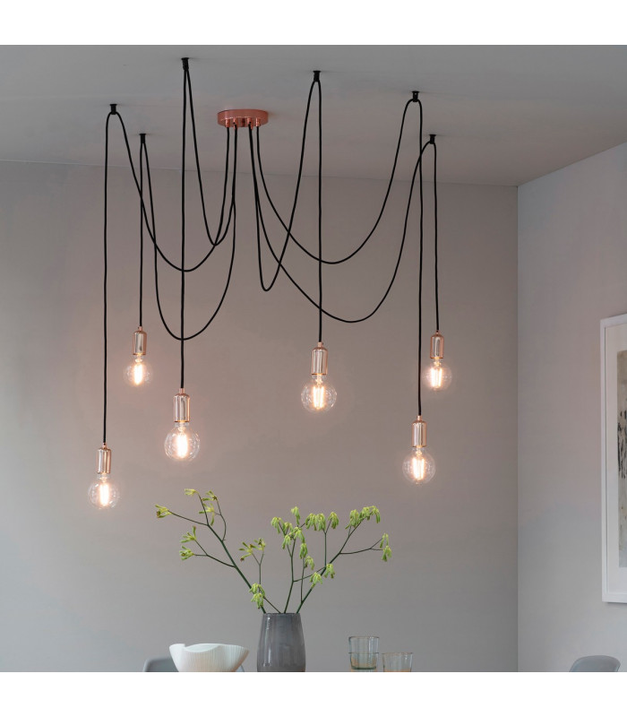 Studio 6 Light Cluster Pendant Copper Plate-1