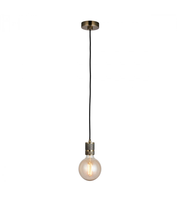 Urban 1 Light Pendant Antique Brass Plate, E27