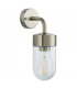 North 1 Light Outdoor Wall Light Brushed Stainless Steel & Clear Glass IP44-6