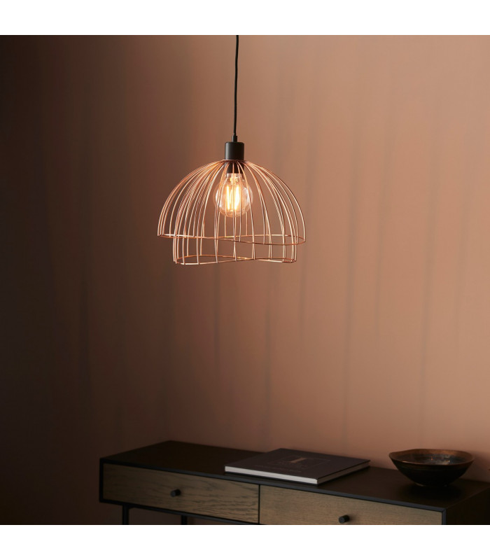 Jericho 1 Light Wire Ceiling Pendant Copper Plate-1