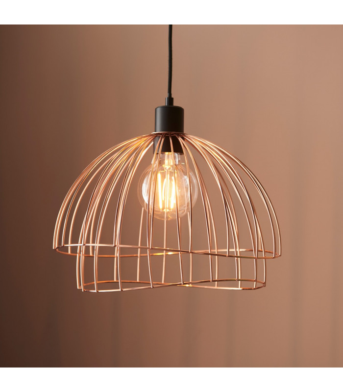 Jericho 1 Light Wire Ceiling Pendant Copper Plate-2