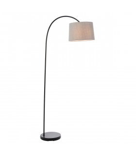 Carlson 1 Light Floor Light Matt Black & Light Grey Cotton Mix