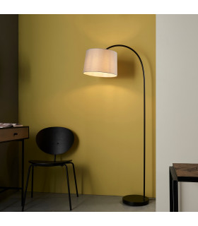 Carlson 1 Light Floor Light Matt Black & Light Grey Cotton Mix-1