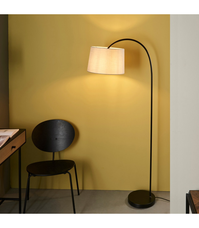 Carlson 1 Light Floor Light Matt Black & Light Grey Cotton Mix-2
