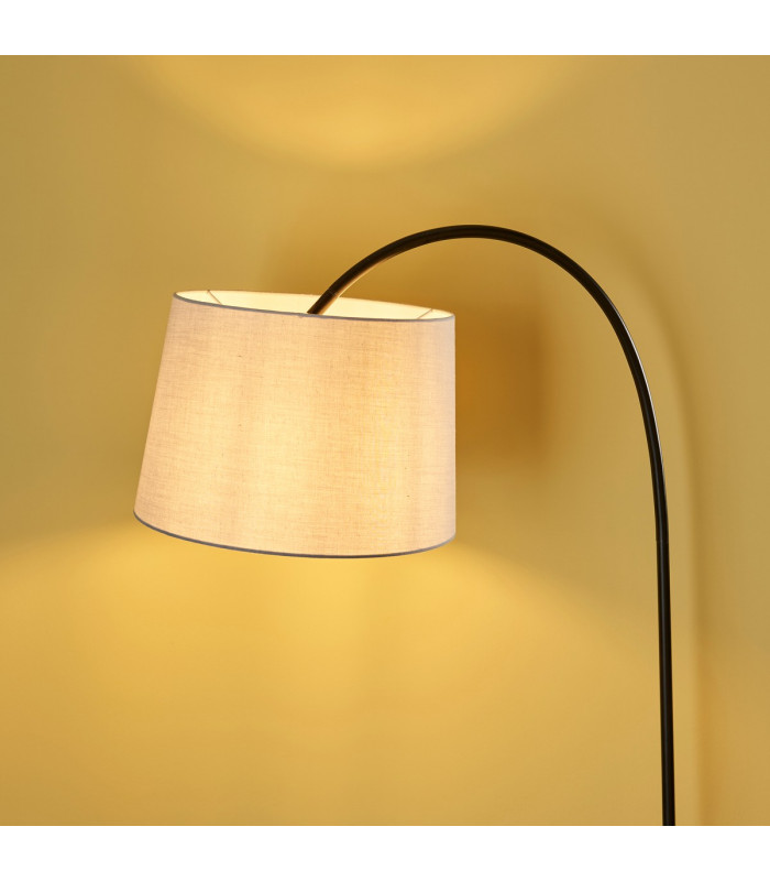 Carlson 1 Light Floor Light Matt Black & Light Grey Cotton Mix-3
