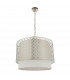 Gilli 3 Light Round Ceiling Pendant Satin Nickel Plate & Vintage White Linen, E27