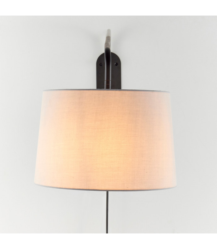 Carlson 1 Light Wall Light Matt Black & Light Grey Cotton Mix-6
