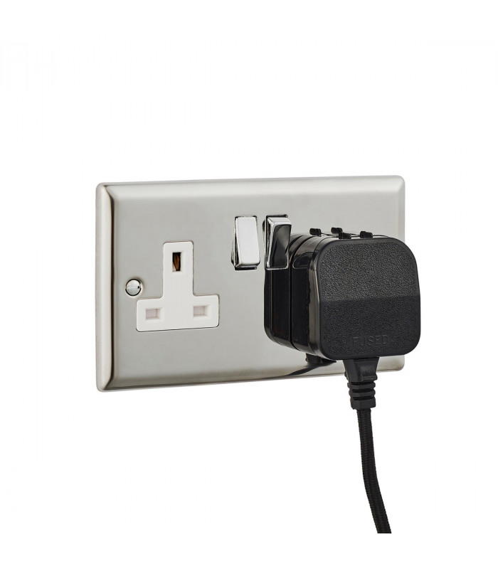 Carlson 1 Light Wall Light Matt Black & Light Grey Cotton Mix, E27