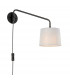 Carlson 1 Light Wall Light Matt Black & Light Grey Cotton Mix