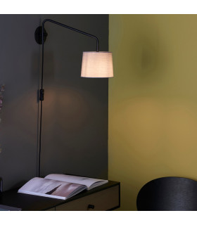 Carlson 1 Light Wall Light Matt Black & Light Grey Cotton Mix-1