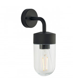 North 1 Light Outdoor Wall Light Textured Matt Black & Clear Glass IP44
