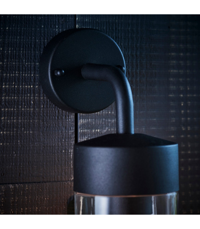 North 1 Light Outdoor Wall Light Textured Matt Black & Clear Glass IP44-5