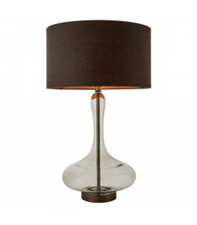 Caia 1 Light Table Light Smokey Grey Tinted Glass & Aged Pewter