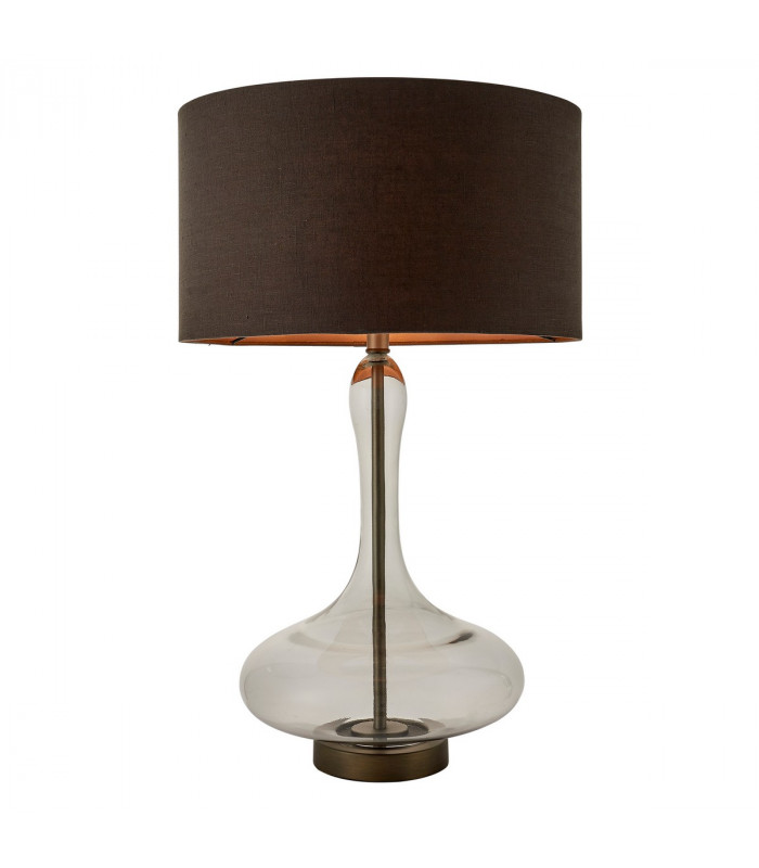 Caia 1 Light Table Light Smokey Grey Tinted Glass & Aged Pewter