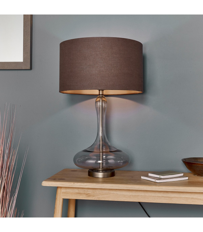 Caia 1 Light Table Light Smokey Grey Tinted Glass & Aged Pewter-1