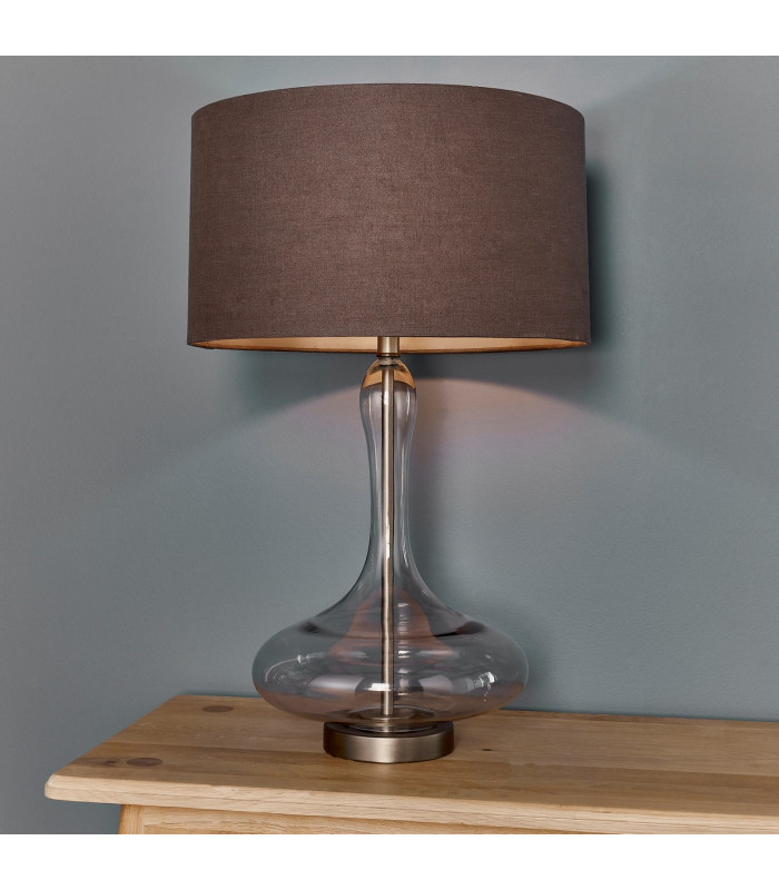 Caia 1 Light Table Light Smokey Grey Tinted Glass & Aged Pewter-2