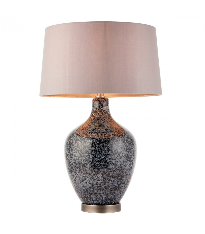 Ilsa 1 Light Table Light Grey Black Painted Glass & Matt Nickel Plate