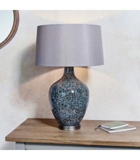 Ilsa 1 Light Table Light Grey Black Painted Glass & Matt Nickel Plate-1
