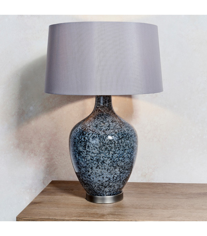 Ilsa 1 Light Table Light Grey Black Painted Glass & Matt Nickel Plate-2