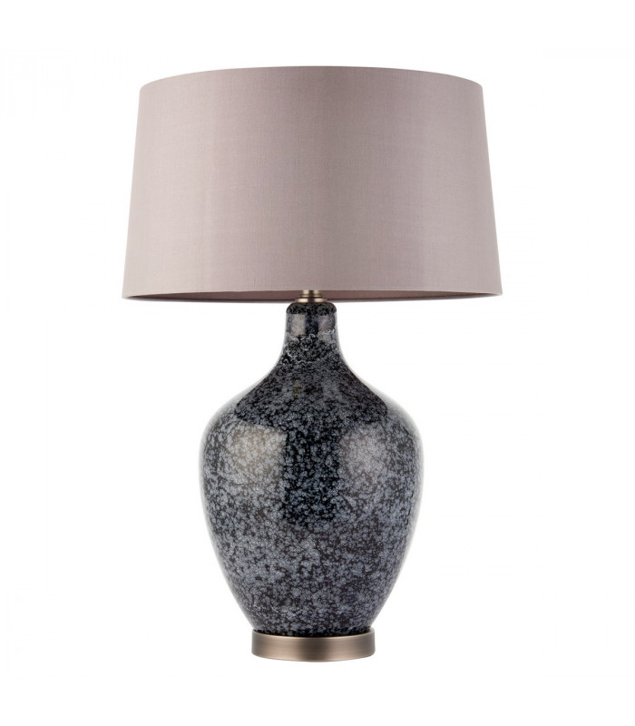 Ilsa 1 Light Table Light Grey Black Painted Glass & Matt Nickel Plate, E27