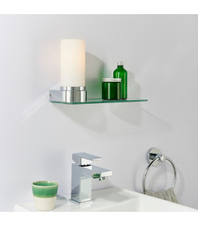 Tal 1 Light Bathroom Wall Light Chrome Plate & White Glass IP44-1