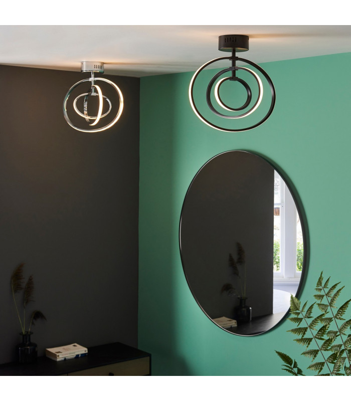 Avali LED Semi Flush Light Matt Black & White Acrylic-2