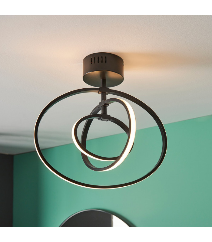 Avali LED Semi Flush Light Matt Black & White Acrylic-3