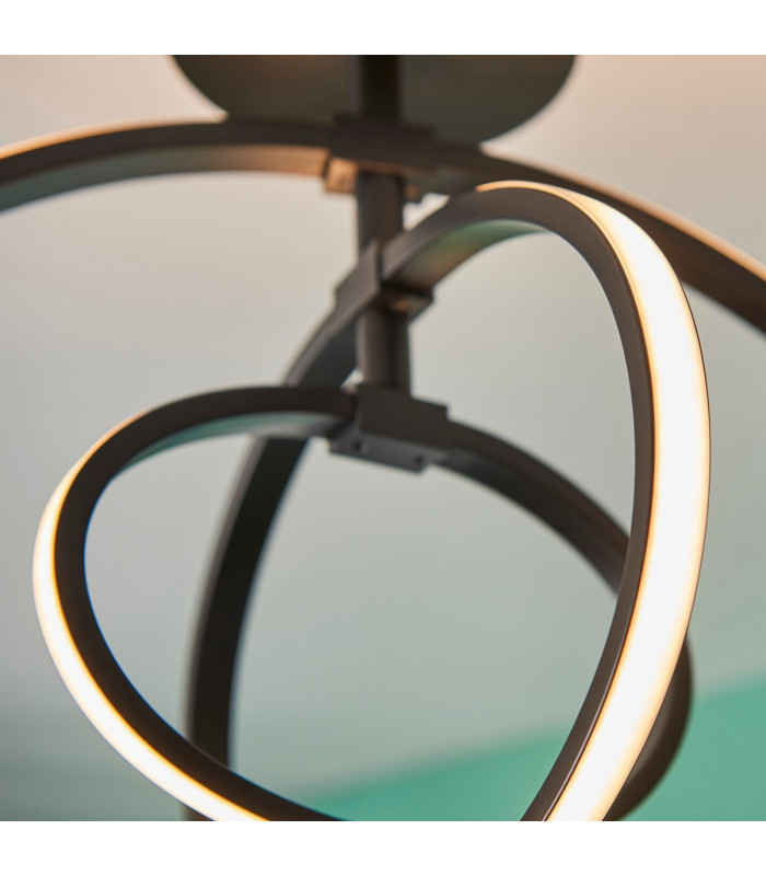 Avali LED Semi Flush Light Matt Black & White Acrylic-4