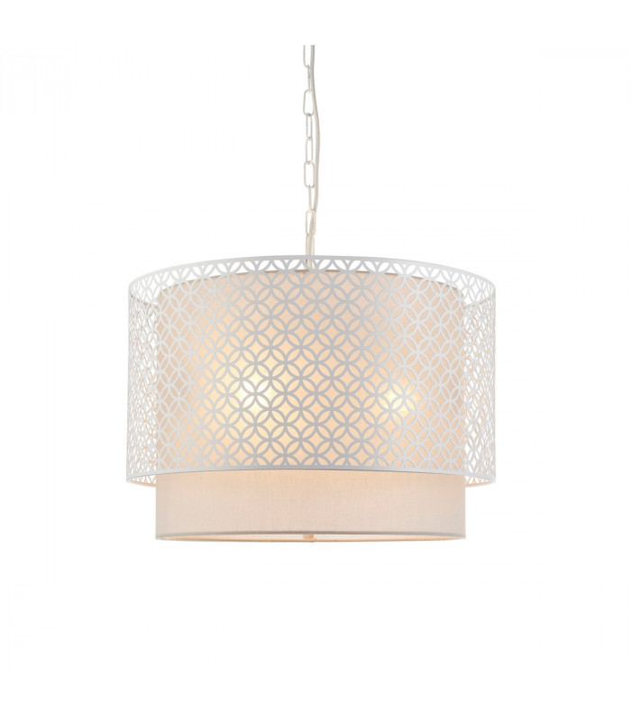 Gilli 3 Light Round Ceiling Pendant Chalk White & Pale Grey Cotton