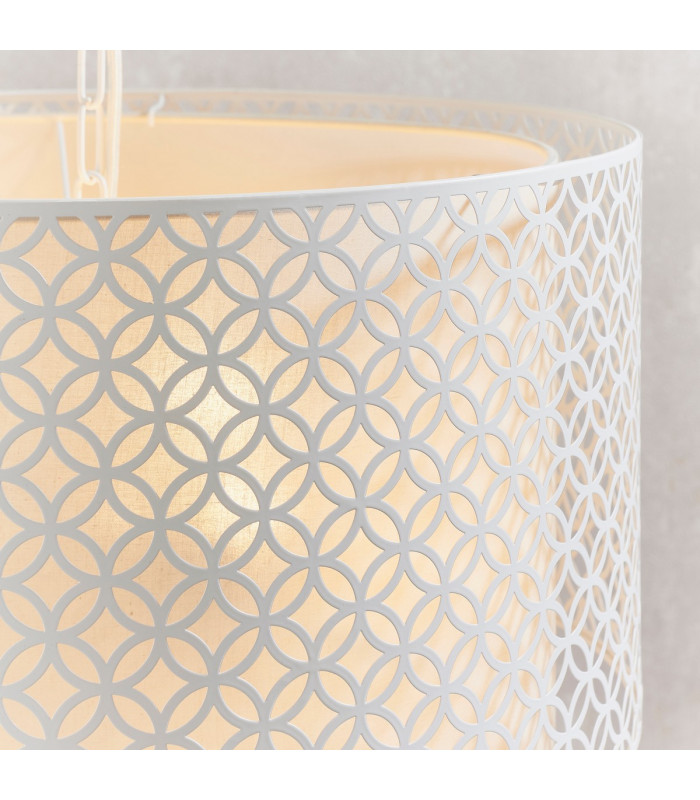 Gilli 3 Light Round Ceiling Pendant Chalk White & Pale Grey Cotton-4