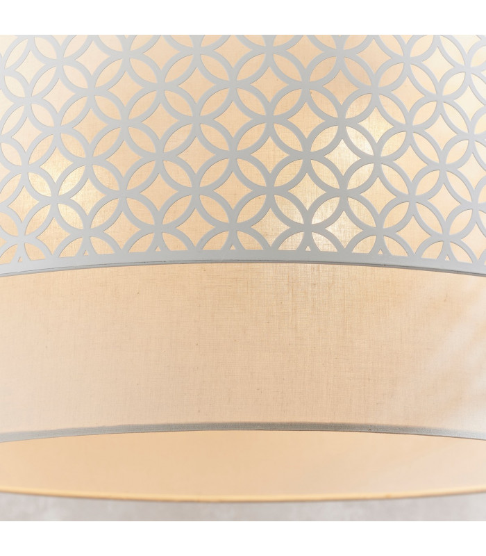 Gilli 3 Light Round Ceiling Pendant Chalk White & Pale Grey Cotton-5