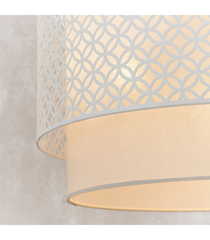 Gilli 3 Light Round Ceiling Pendant Chalk White & Pale Grey Cotton-6