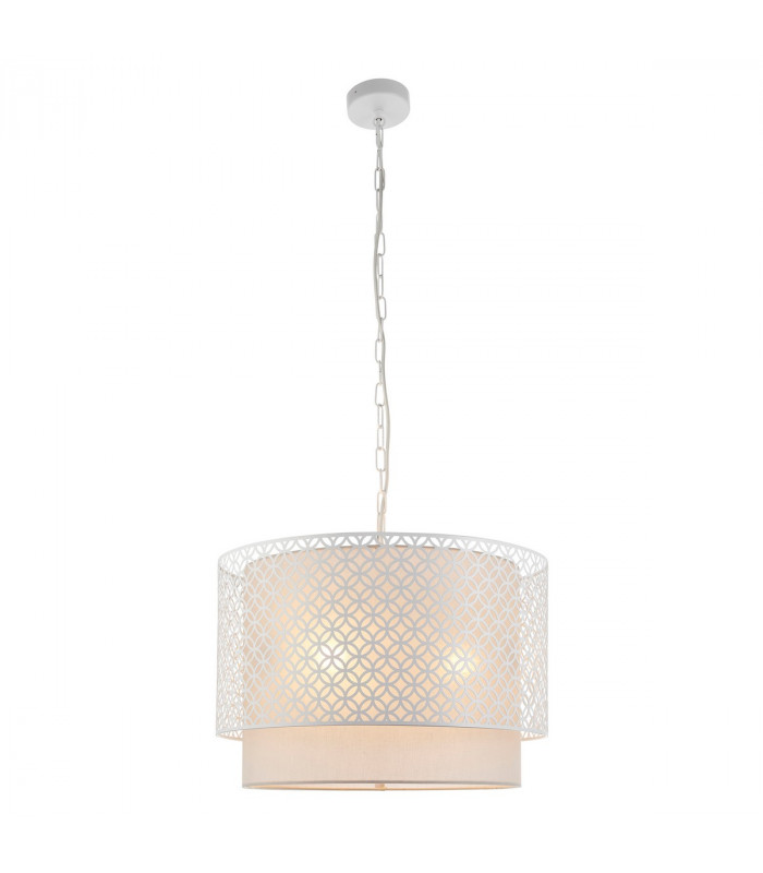 Gilli 3 Light Round Ceiling Pendant Chalk White & Pale Grey Cotton, E27