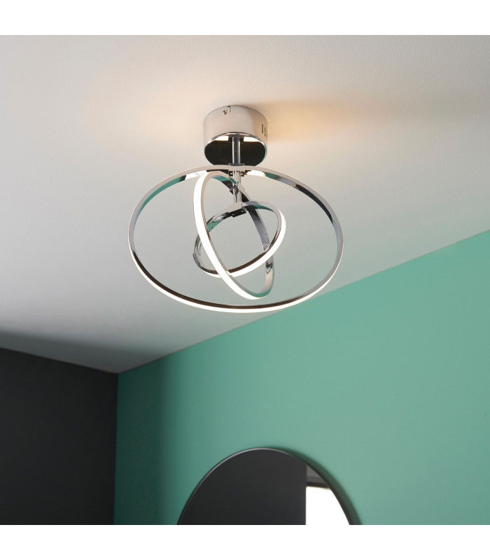 Avali LED Semi Flush Light Chrome Plate & White Acrylic-5