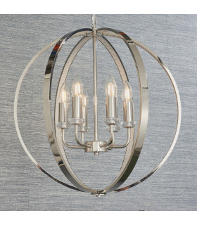 Ritz 6 Light Ceiling Pendant Bright Nickel & Clear Faceted Acrylic-1