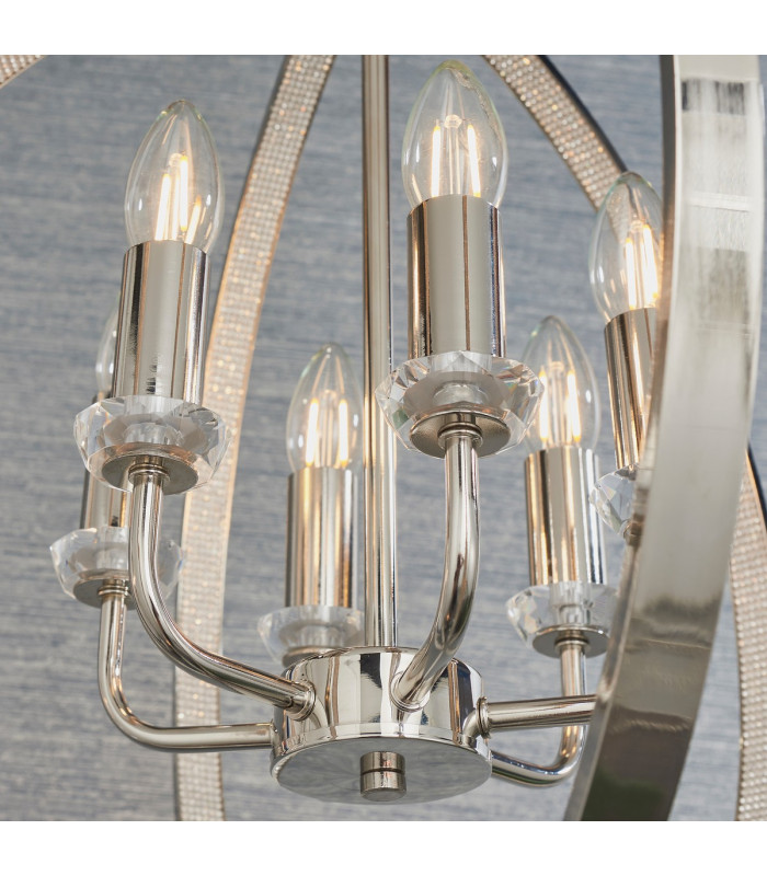 Ritz 6 Light Ceiling Pendant Bright Nickel & Clear Faceted Acrylic-4