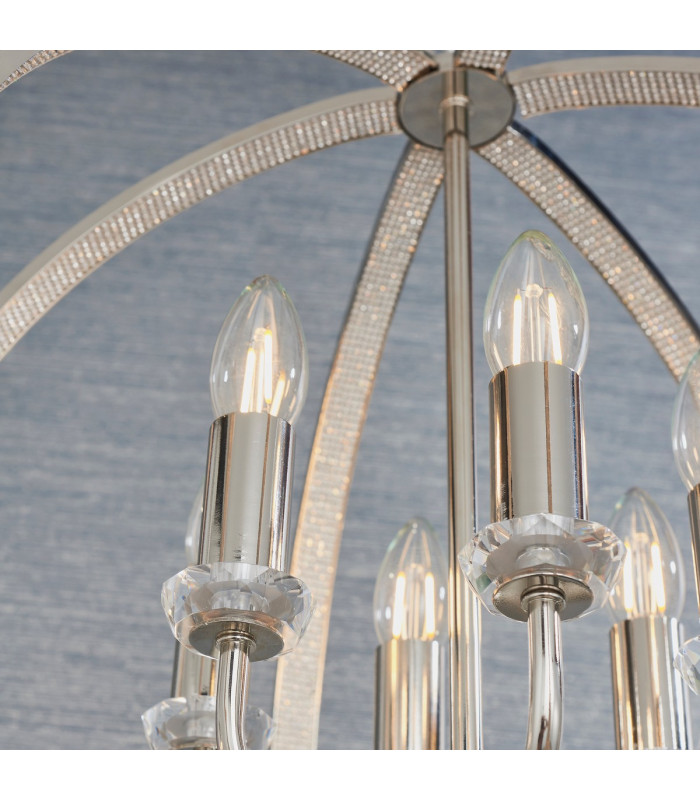 Ritz 6 Light Ceiling Pendant Bright Nickel & Clear Faceted Acrylic-6