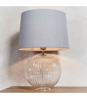 Jemma 1 Light Table Light Clear Ribbed Glass & Satin Nickel Plate (Base only)-1