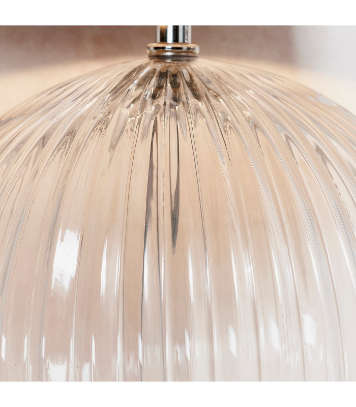 Jemma 1 Light Table Light Clear Ribbed Glass & Satin Nickel Plate (Base only)-4