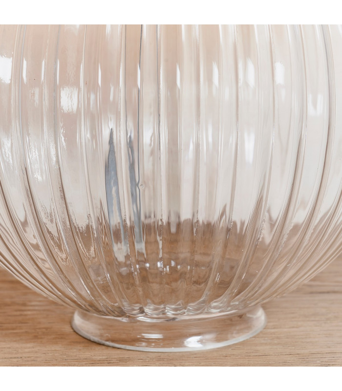 Jemma 1 Light Table Light Clear Ribbed Glass & Satin Nickel Plate (Base only)-5