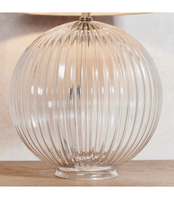 Jemma 1 Light Table Light Clear Ribbed Glass & Satin Nickel Plate (Base only)-6