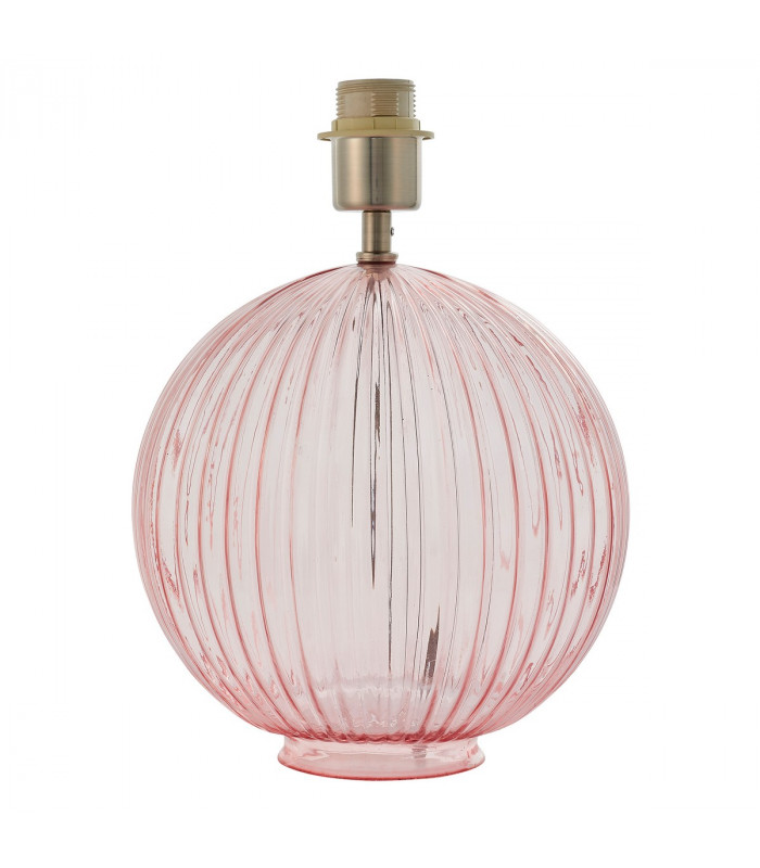 Jemma 1 Light Table Light Dusky Pink Ribbed Glass & Satin Nickel Plate (Base only)