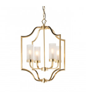 Edrea 4 Light Ceiling Pendant Satin Brass & Frosted Glass