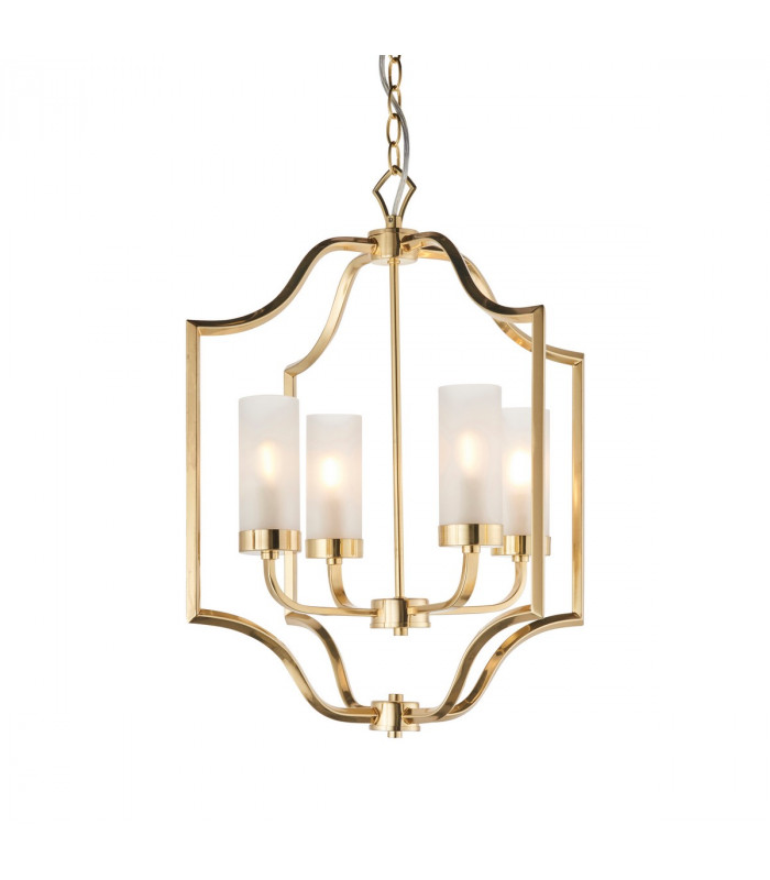 Edrea 4 Light Ceiling Pendant Satin Brass & Frosted Glass