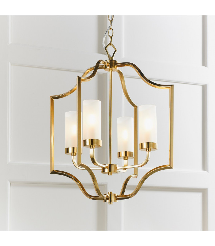 Edrea 4 Light Ceiling Pendant Satin Brass & Frosted Glass-1