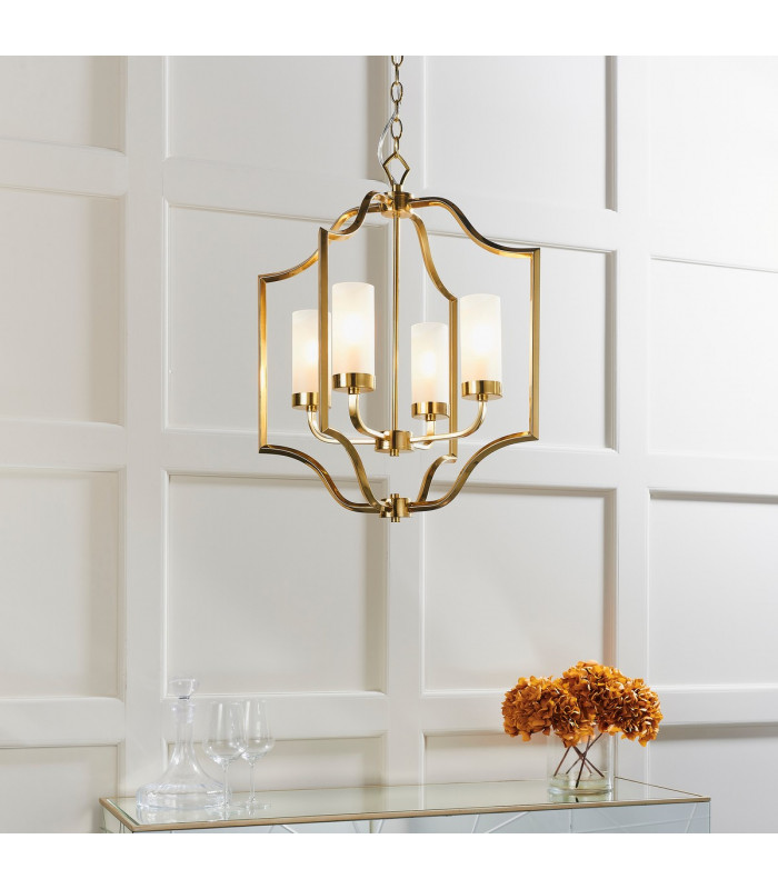 Edrea 4 Light Ceiling Pendant Satin Brass & Frosted Glass-2